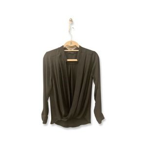 Ro & De V-Neck Black Wrap Blouse - Size M
